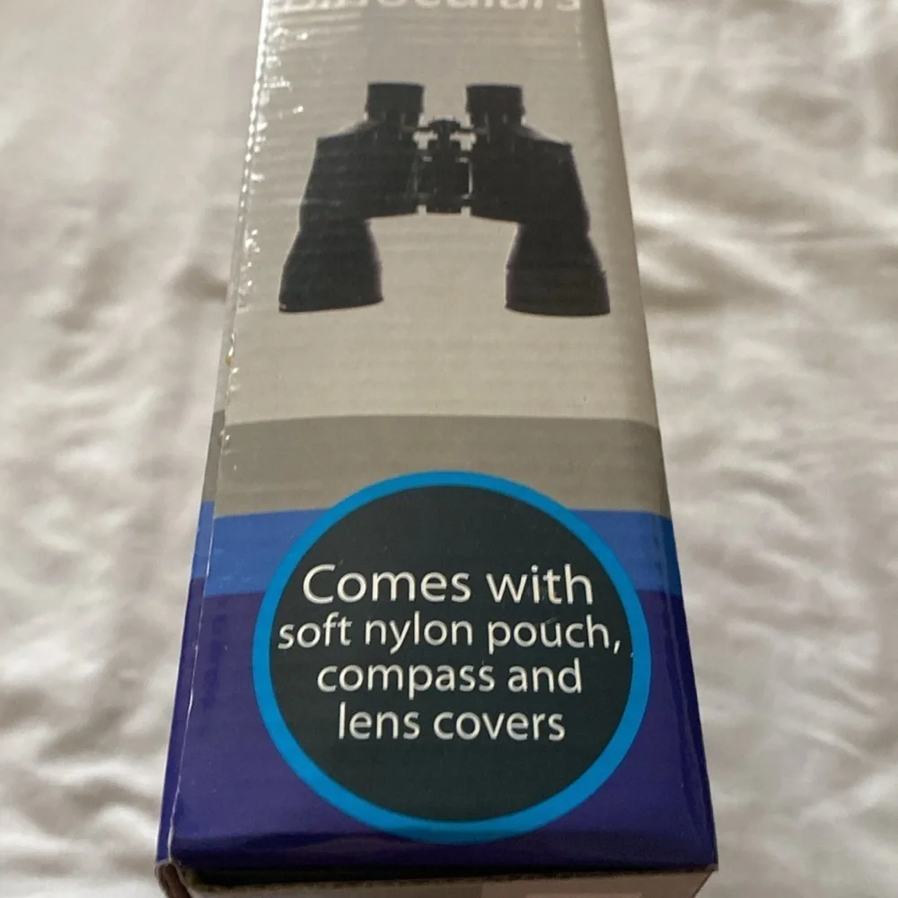 KOLE Imports Black Binoculars with Case and Compass NWOT